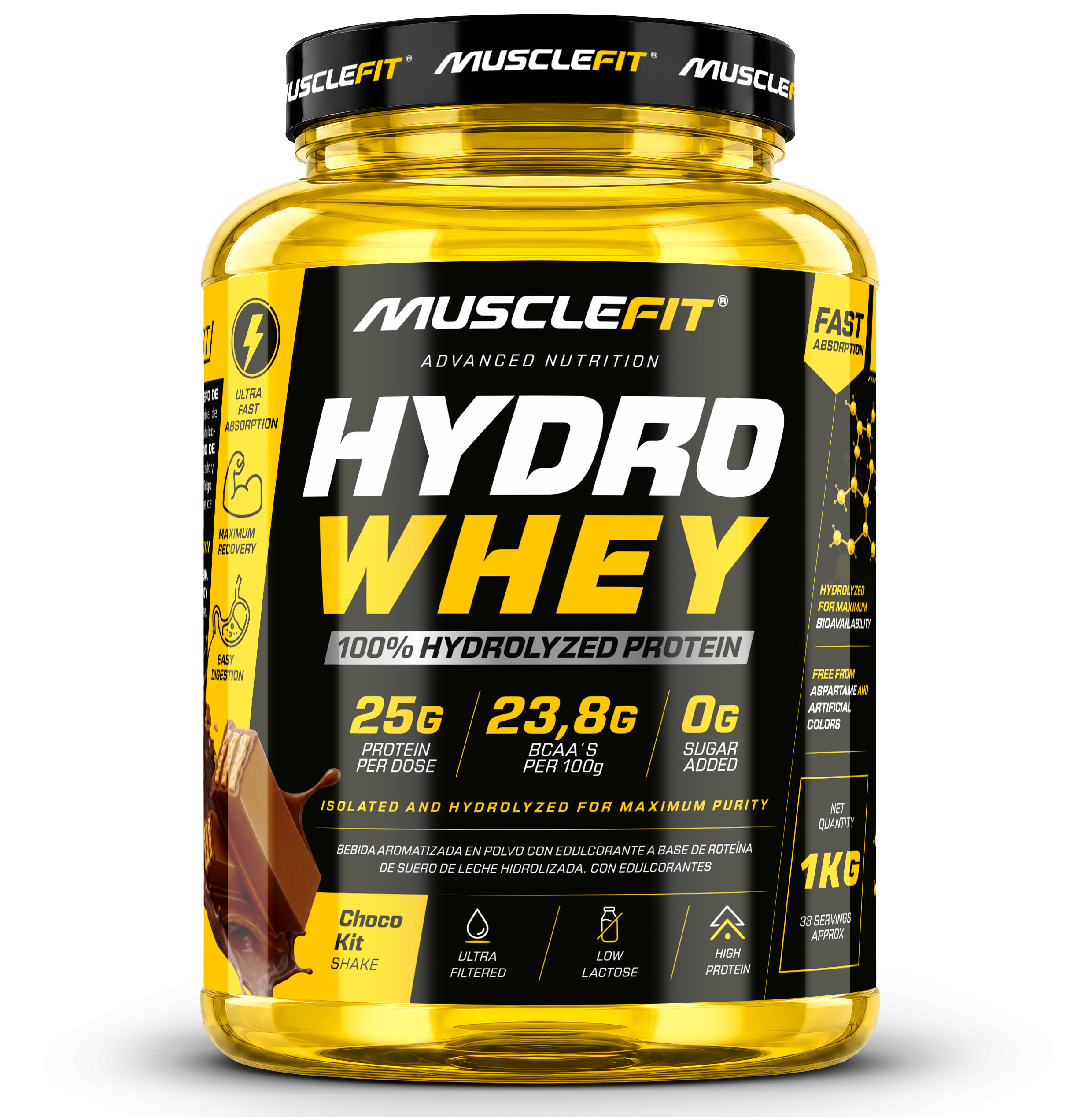 Foto de MuscleFit HYDRO WHEY 1kg - Sabor ChocoKit