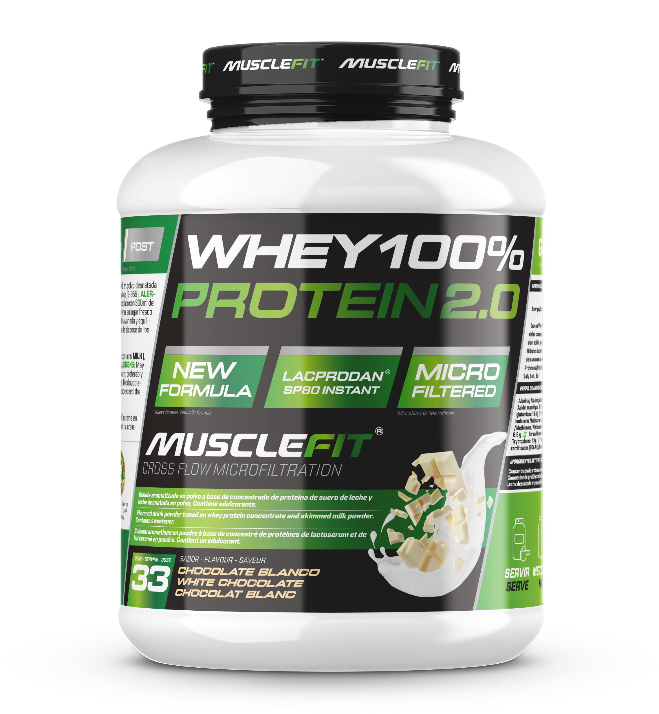 Foto de MuscleFit Whey 100% Protein 1kg - Sabor Chocolate Blanco