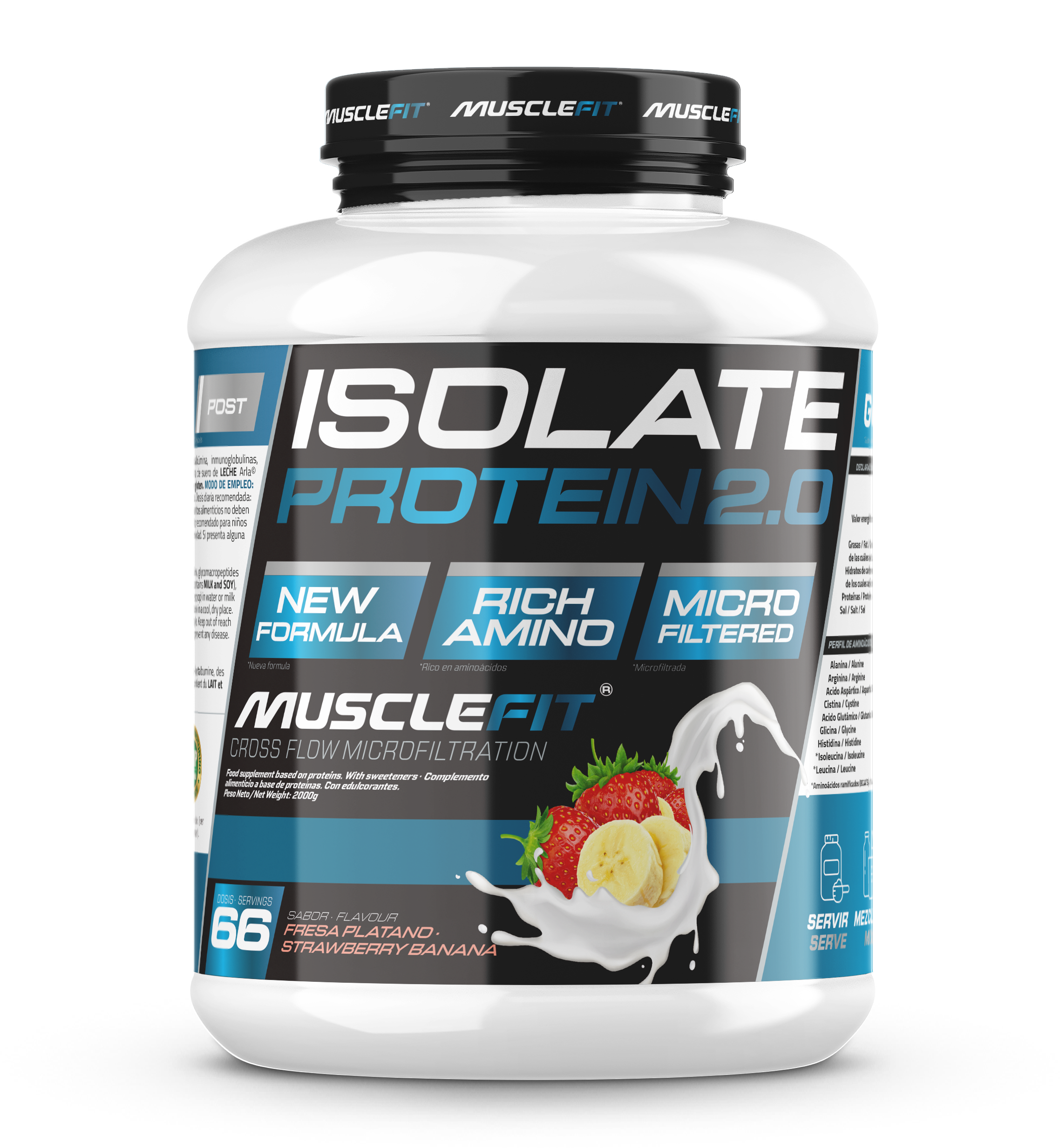 Foto de MuscleFit Isolate Protein CFM 2kg - Sabor Fresa y Plátano