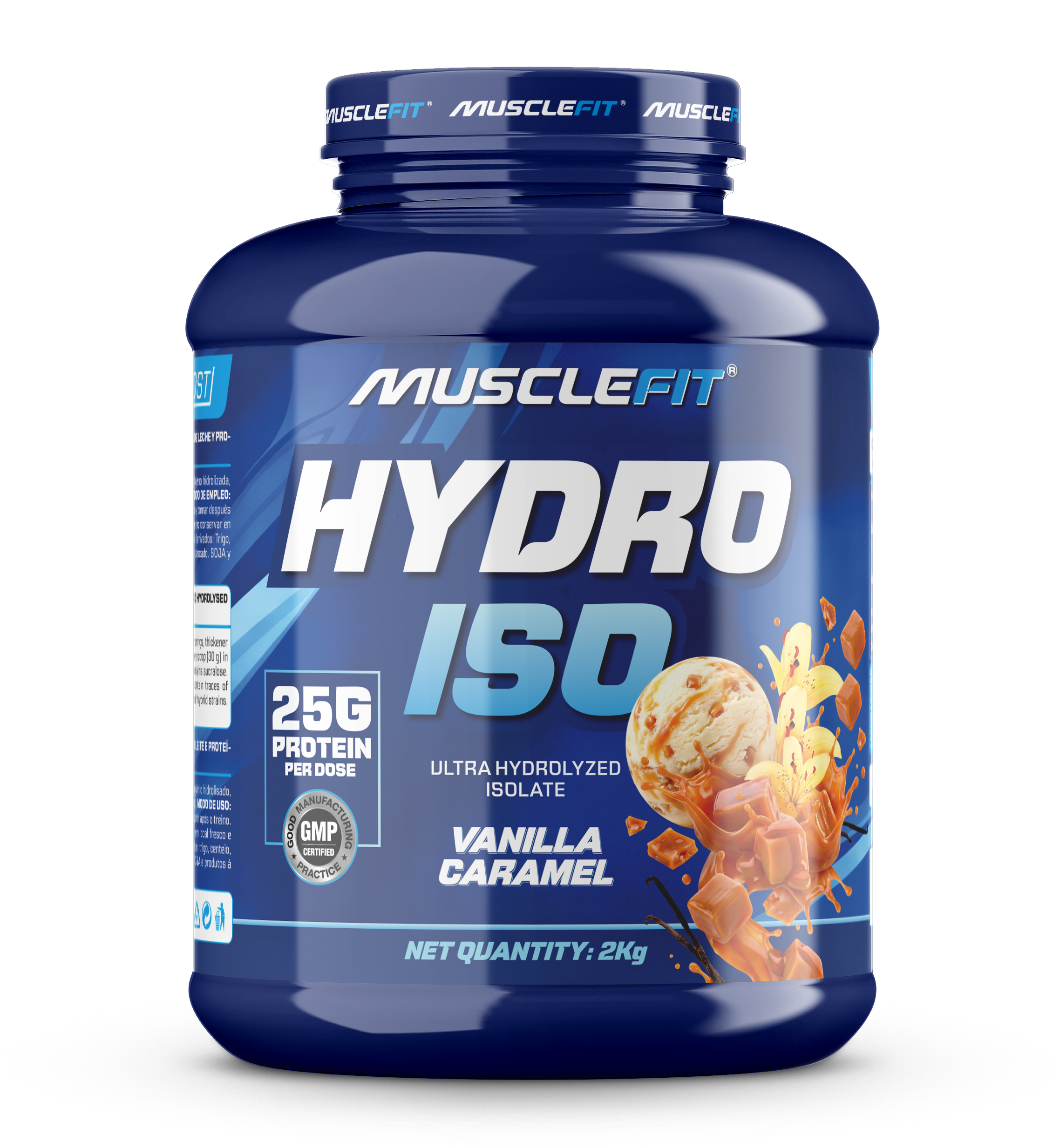 Foto de MuscleFit Hydro ISO 2kg proteína aislada con colágeno - Sabor Vainilla - Caramelo